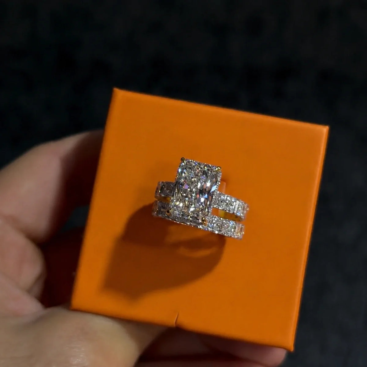 Breathtaking 5.0ct Radiant Cut Pavé Wedding Ring Set in Sterling Silver