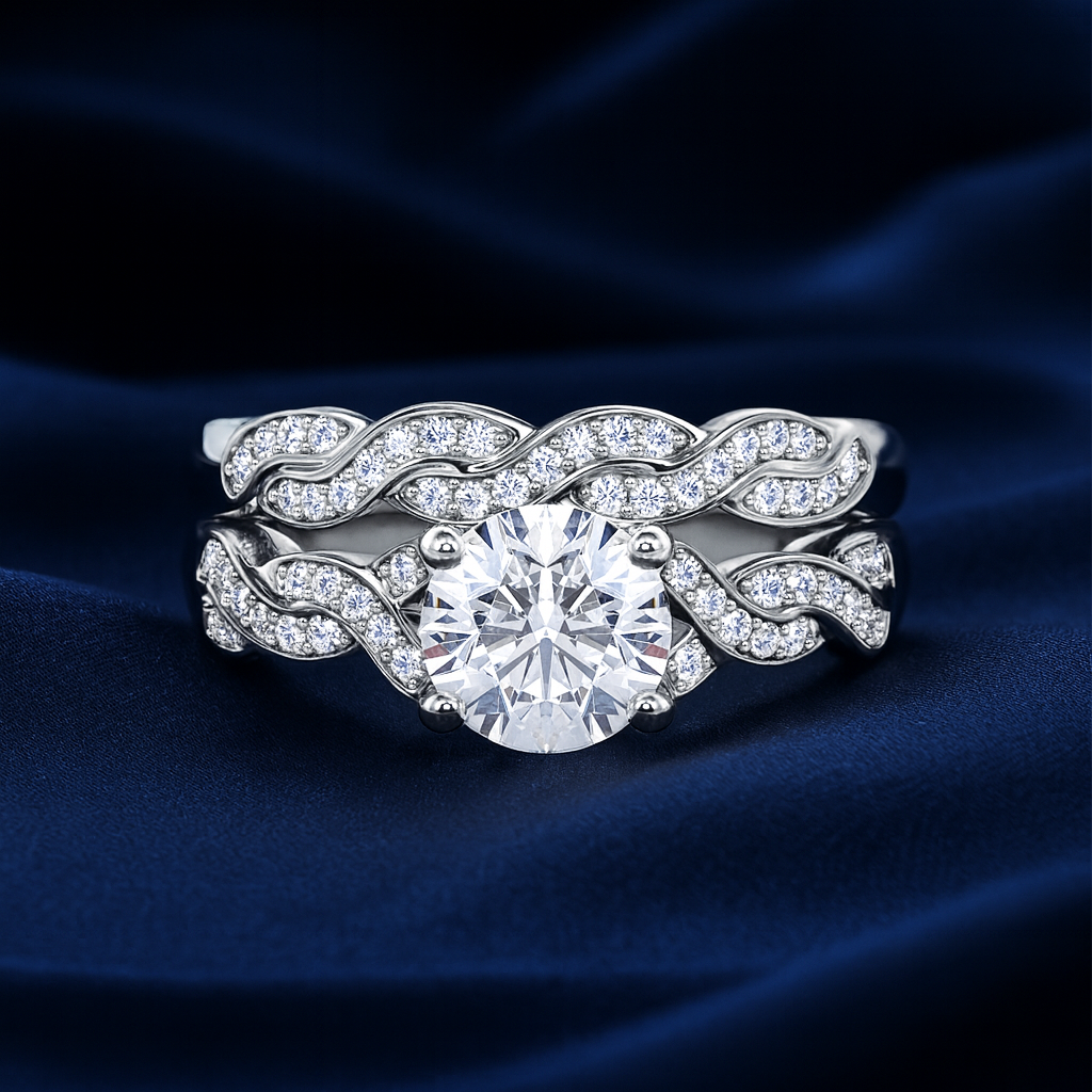 1 Carat Round Lab Diamond Infinity Bridal Set