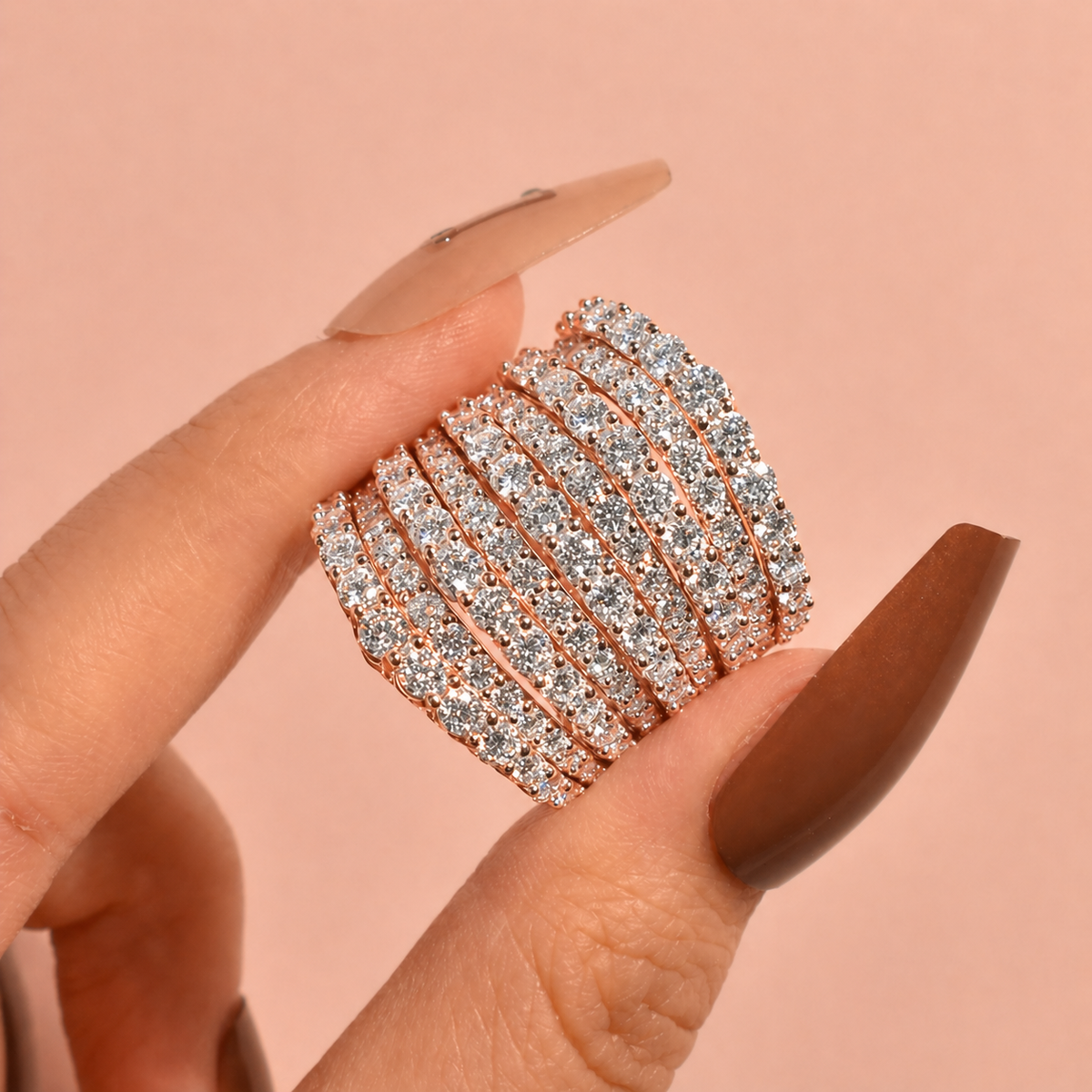 Dazzling 925 Sterling Silver Pave Round Cut Wide Band Wedding Ring