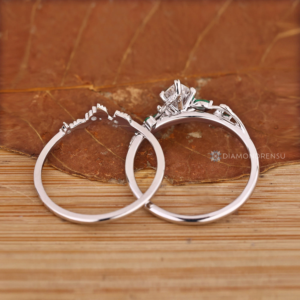Dutch Marquise Diamond Band Wedding Ring with Cluster Setting