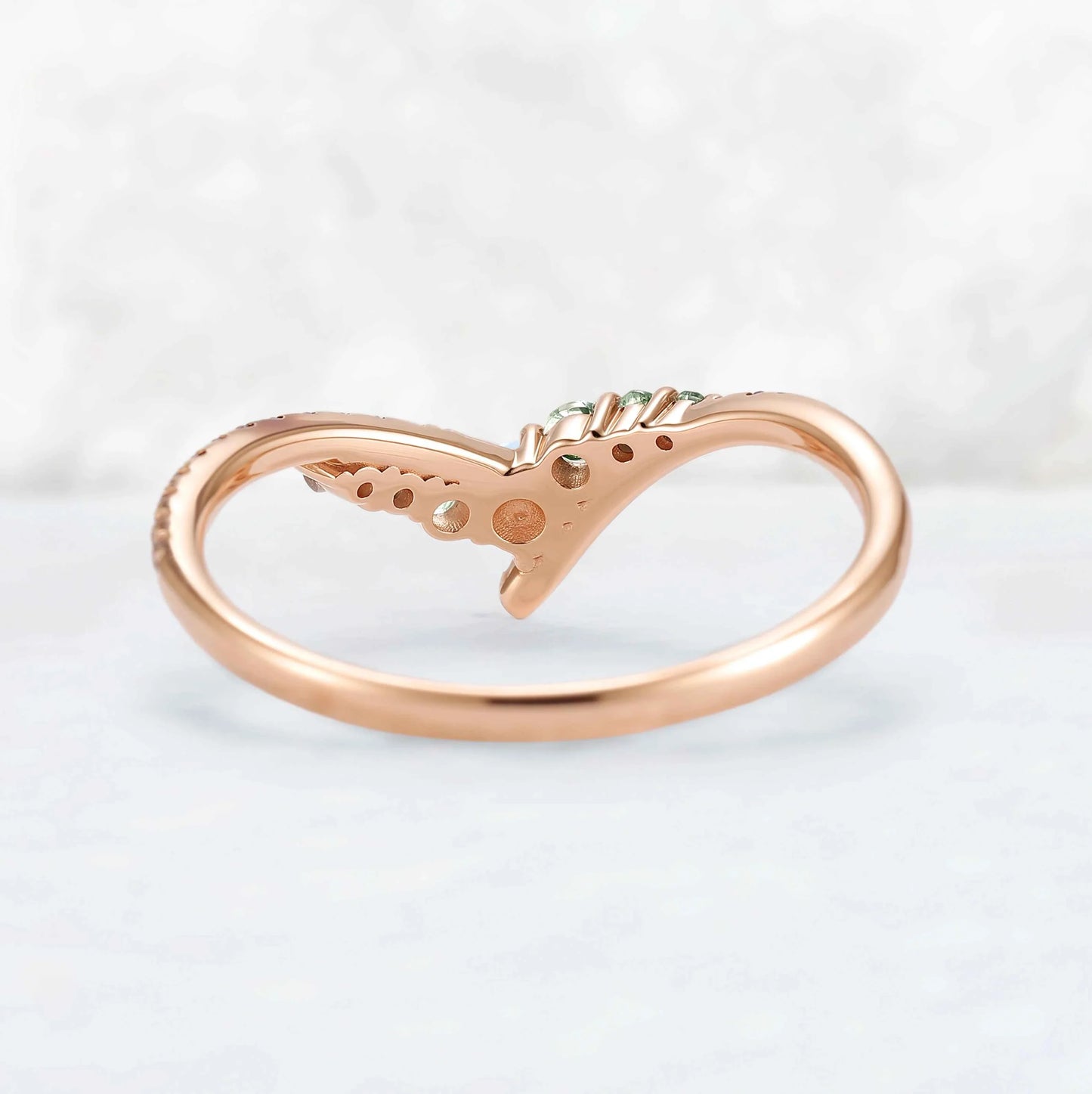 Chevron Alexandrite and Opal Rose Gold Wedding Band