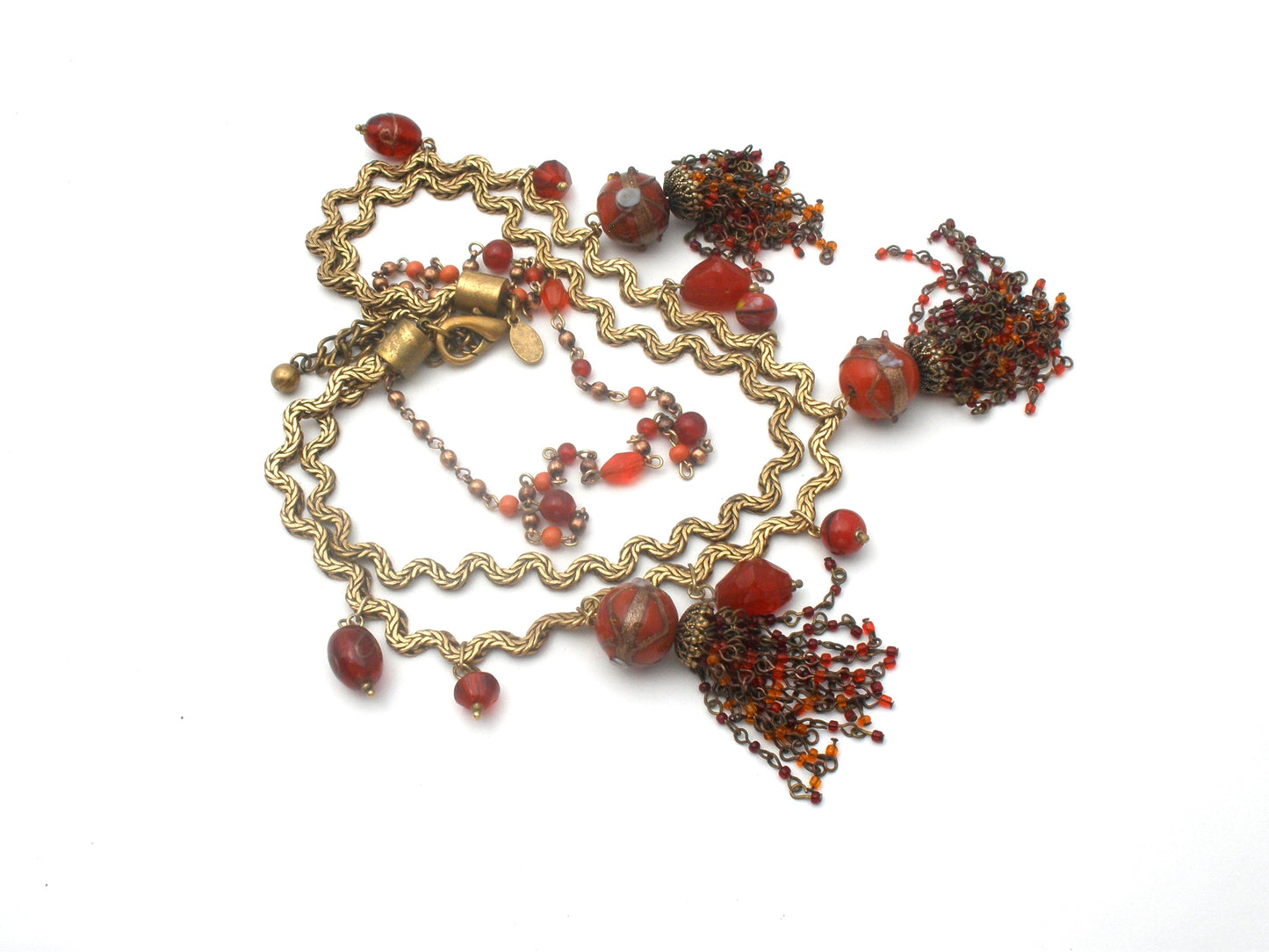 Chico's Lampwork Tassel Bead Necklace
