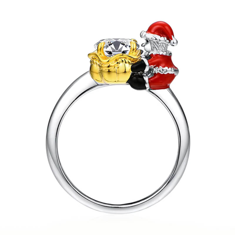 Christmas Inspired Solitaire Moissanite Enamel Engagement Ring