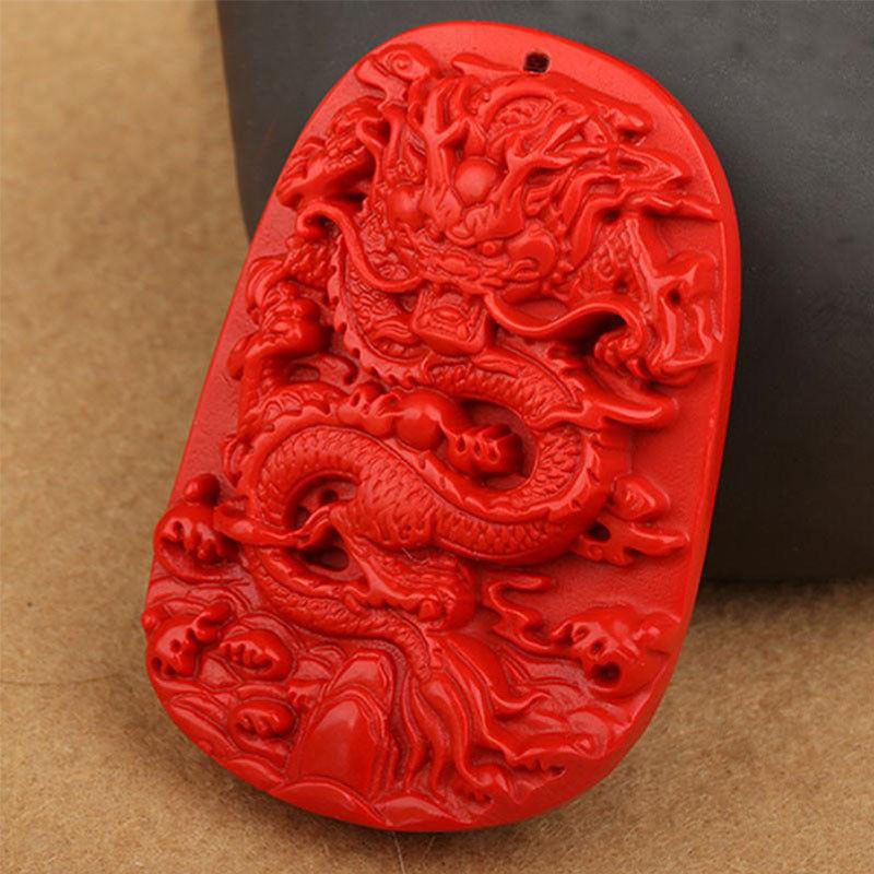 Cinnabar Dragon Pendant Necklace