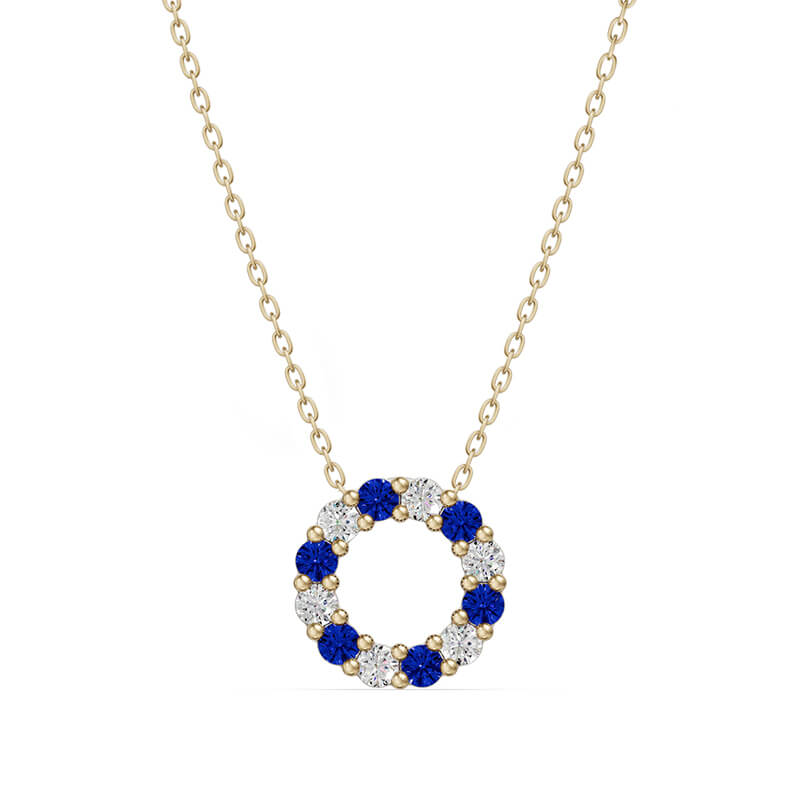 Circle Alternating Moissanite And Gemstone Necklace In Sterling Silver