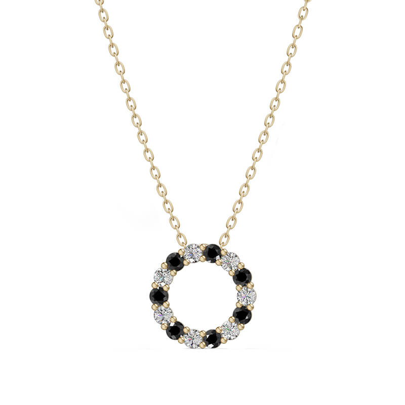 Circle Alternating Moissanite And Gemstone Necklace In Sterling Silver