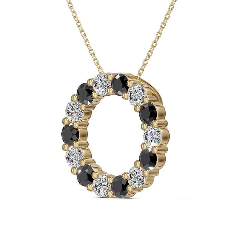 Circle Alternating Moissanite And Gemstone Necklace In Sterling Silver