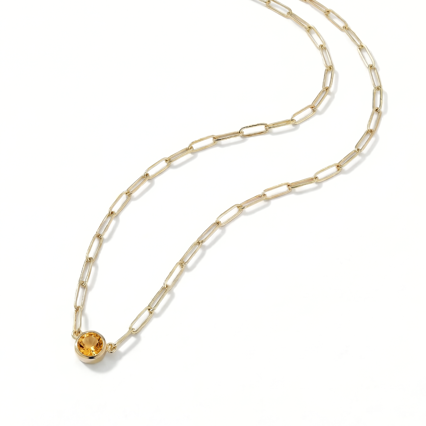 The Paperclip Bezel Necklace | Citrine