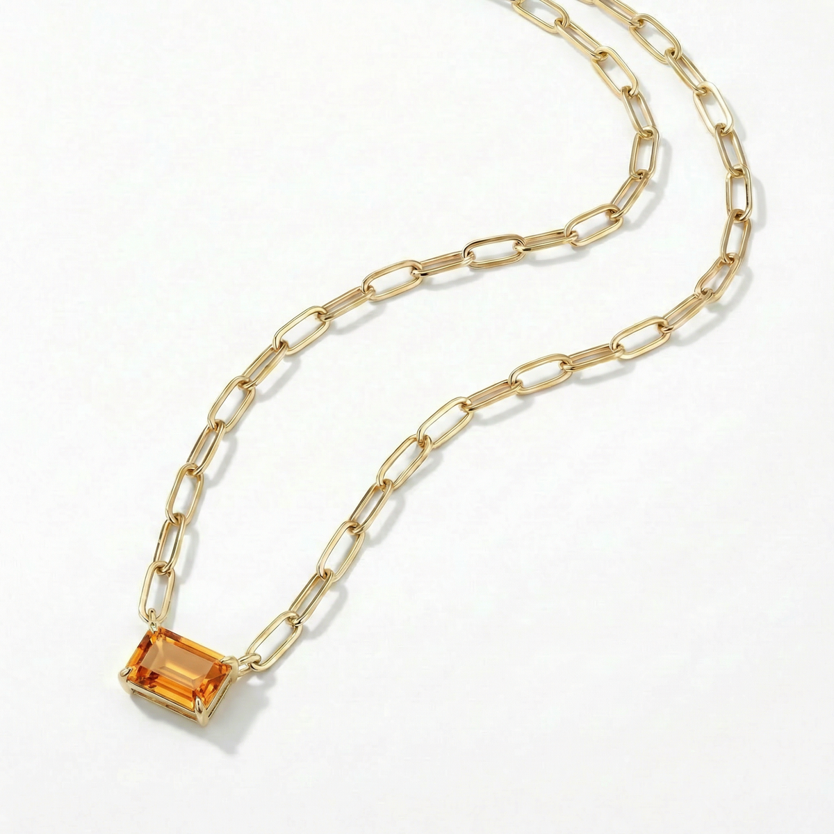 The Gemstone Paperclip Necklace | Citrine