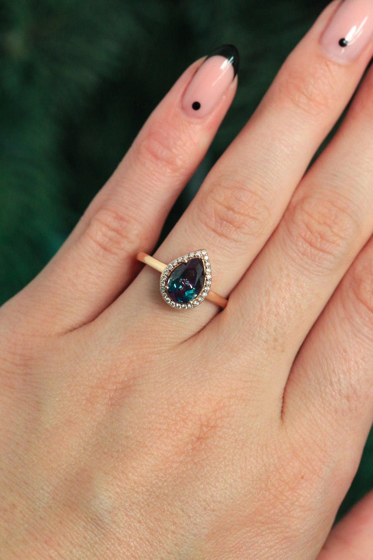 "Clariss" - Pear Cut Engagement Ring With Diamond Accents & A Contoured Stacker