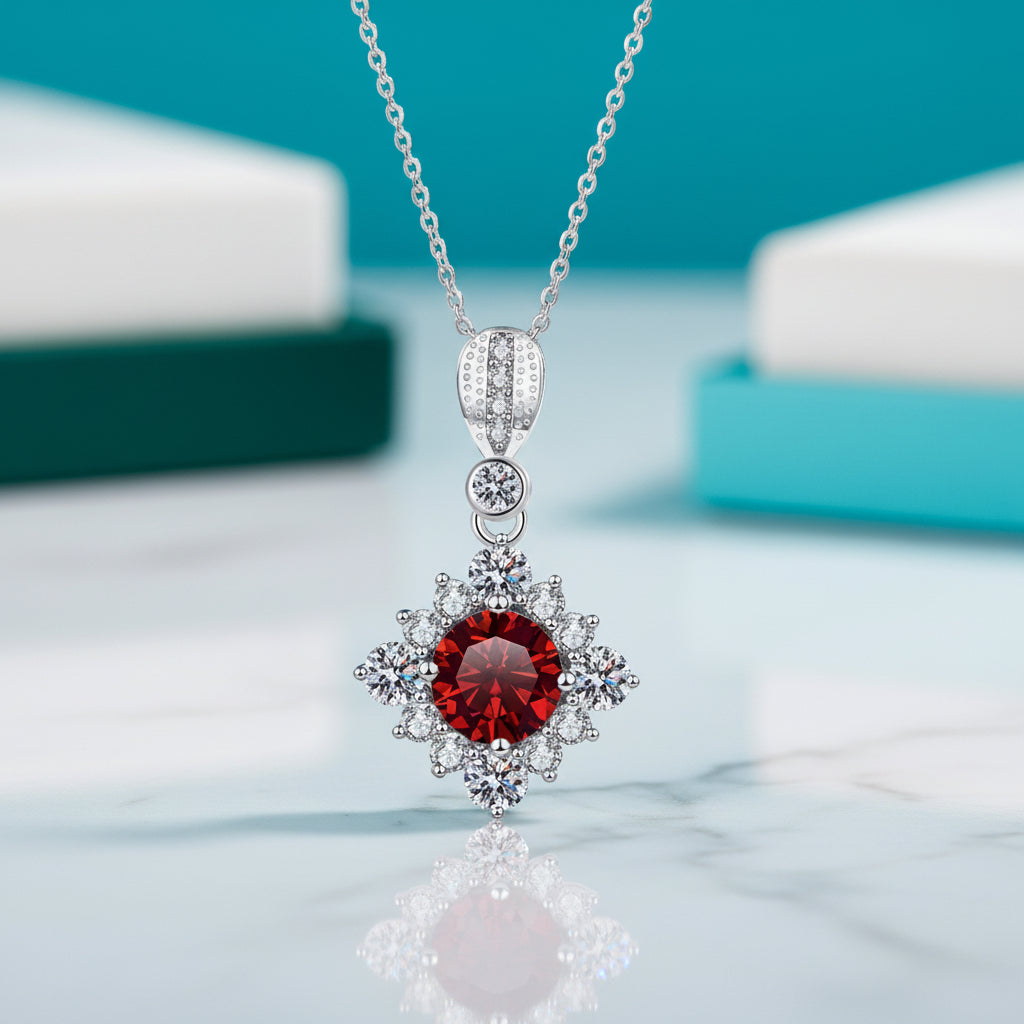 Classic 1.0 Ct Round Cut Ruby Pendant Necklace