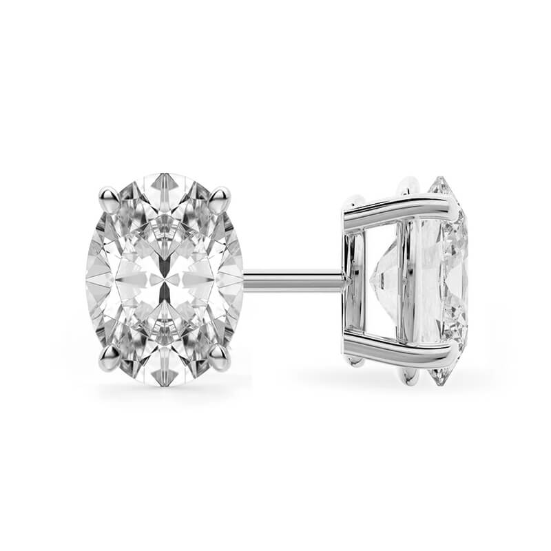 Classic Solitaire Oval Cut Moissanite Four Prong Stud Earrings