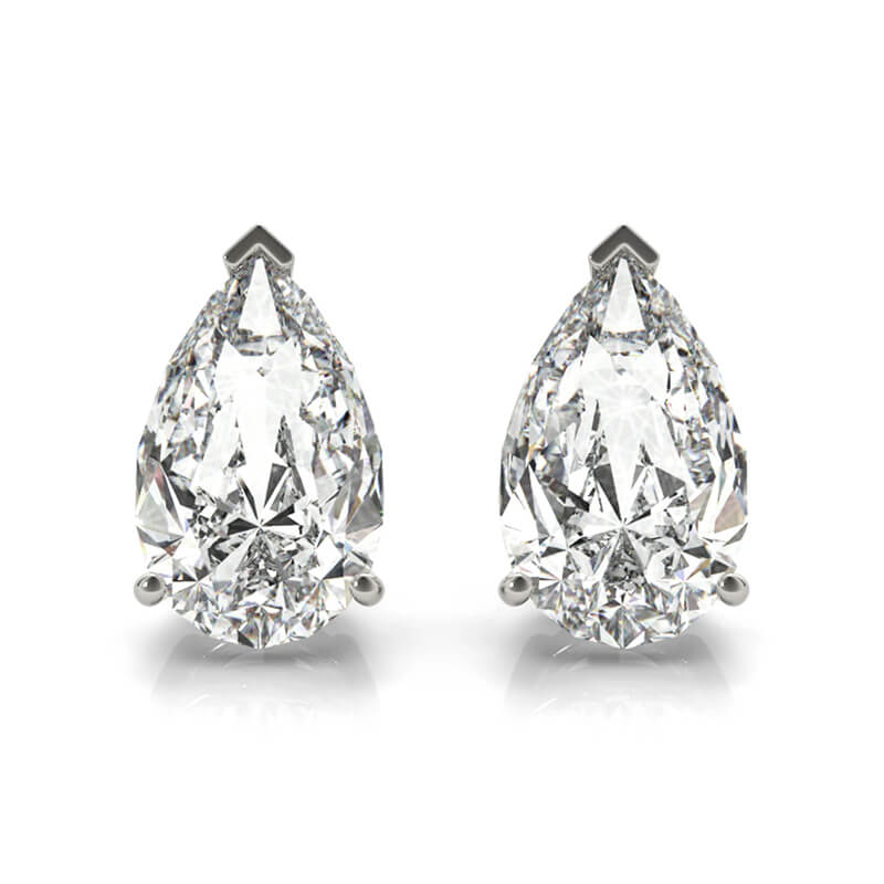 Classic Solitaire Pear Cut Moissanite Stud Earrings