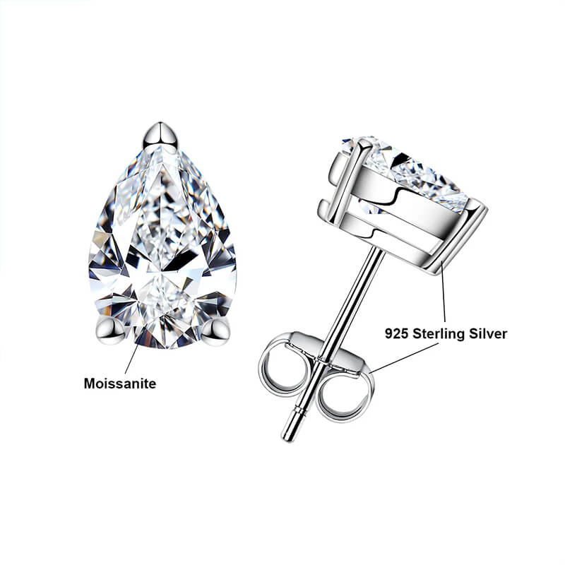 Classic Solitaire Pear Cut Moissanite Stud Earrings