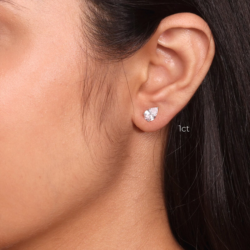 Classic Solitaire Pear Cut Moissanite Stud Earrings