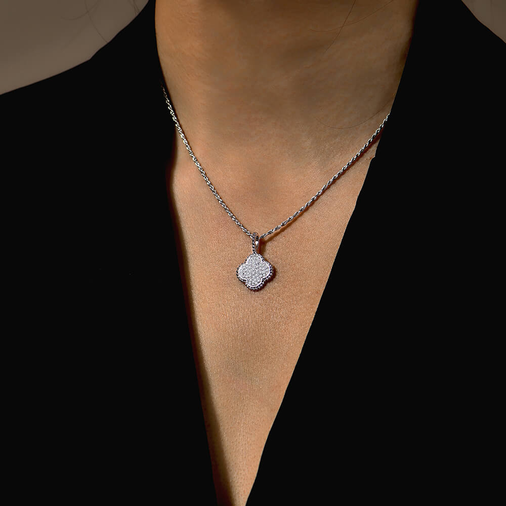 Clover Cluster Moissanite Necklace In Sterling Silver