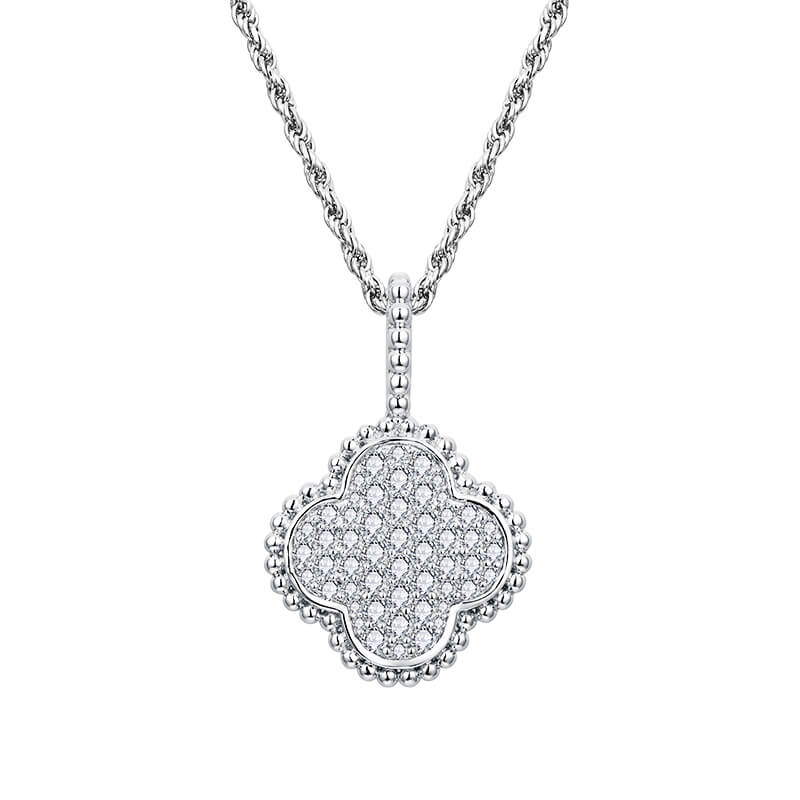 Clover Cluster Moissanite Necklace In Sterling Silver