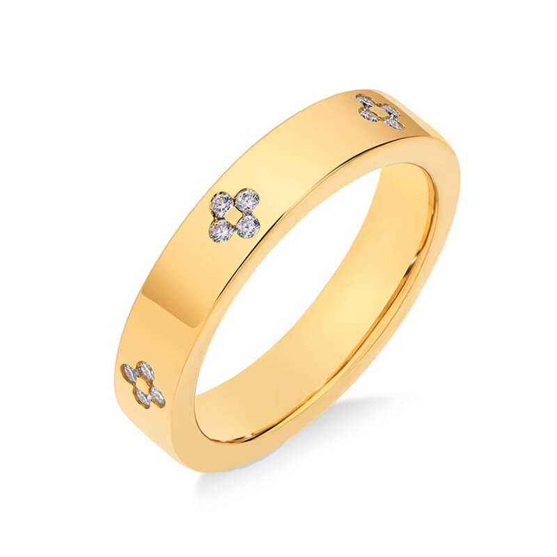 Clover Leaf Flower Moissanite Eternity Wedding Band Ring