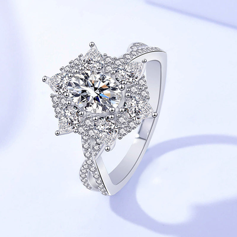 Cluster Halo Oval Moissanite Twisted Pave Engagement Ring