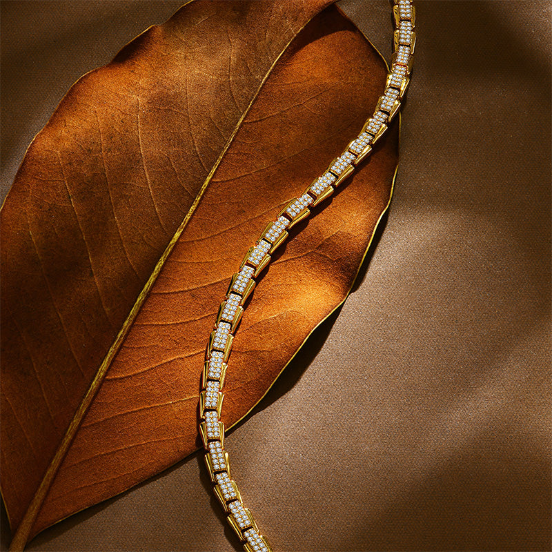 Cluster Moissanite Link Chain Bracelet In Sterling Silver