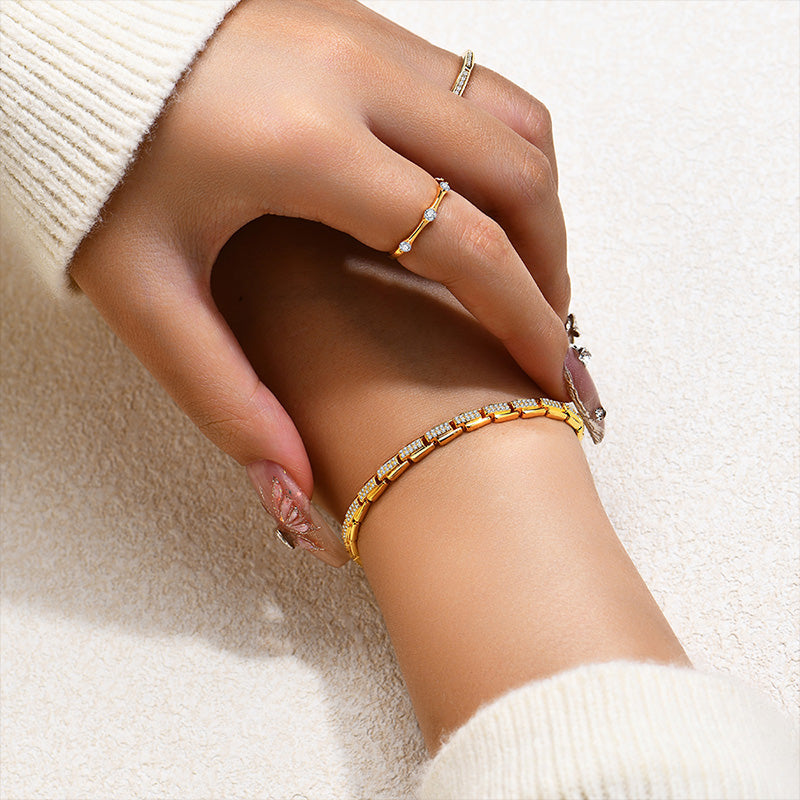 Cluster Moissanite Link Chain Bracelet In Sterling Silver