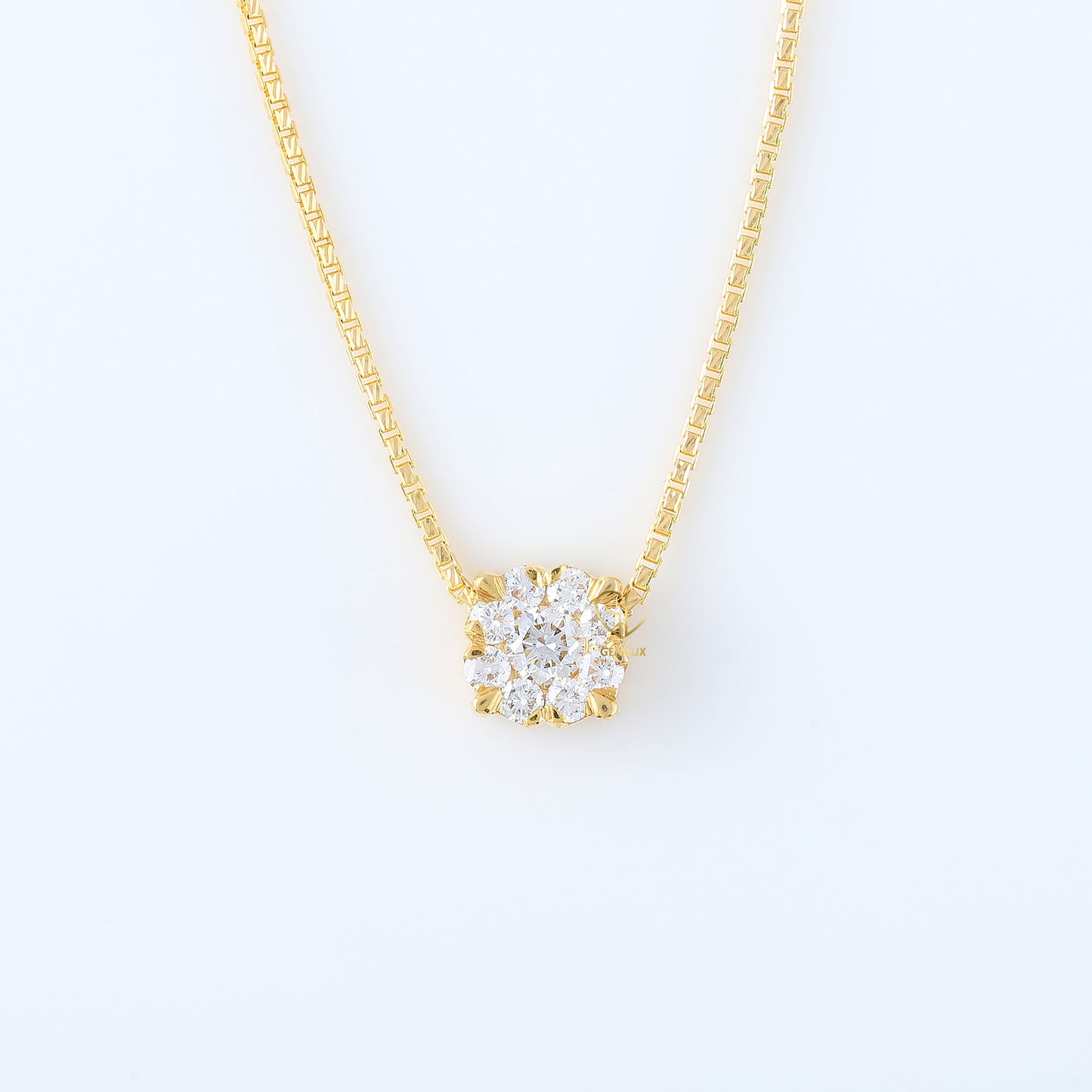 Cluster Floral Halo Round Cut Lab Grown Pendant Necklace