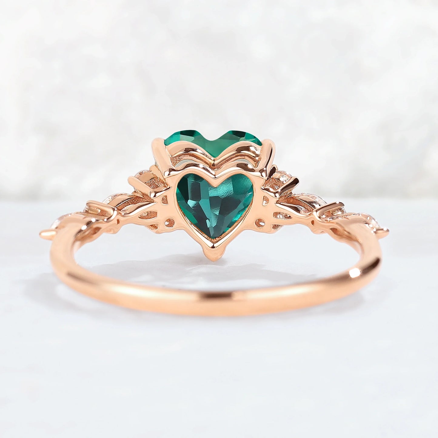 Cluster Heart Cut Emerald Gemstone Ring