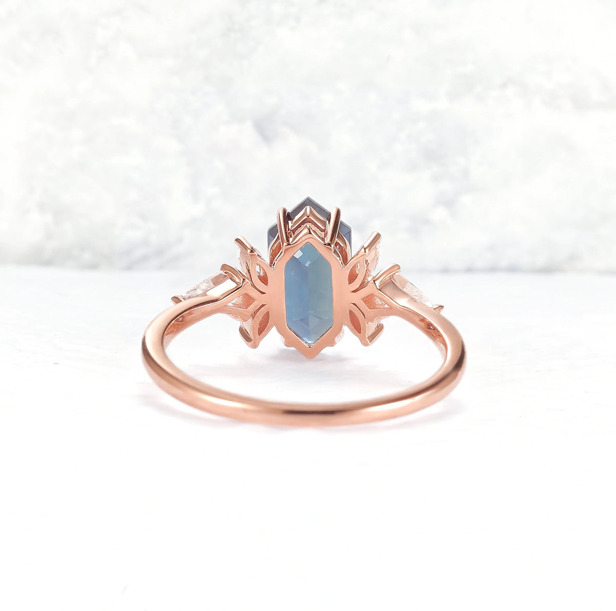 Cluster Hexagon Cut Alexandrite Gemstone Ring