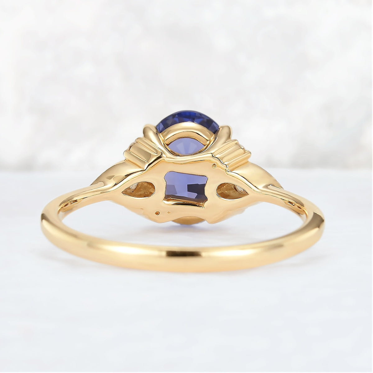 Cluster Oval Shaped Lab Cornflower Sapphire Gemstone Ring