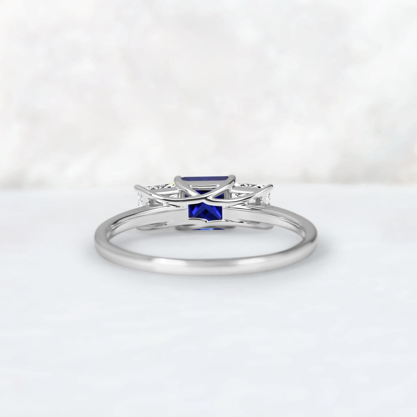 5mm Princess Cut Sapphire Three Stones Engagement Ring