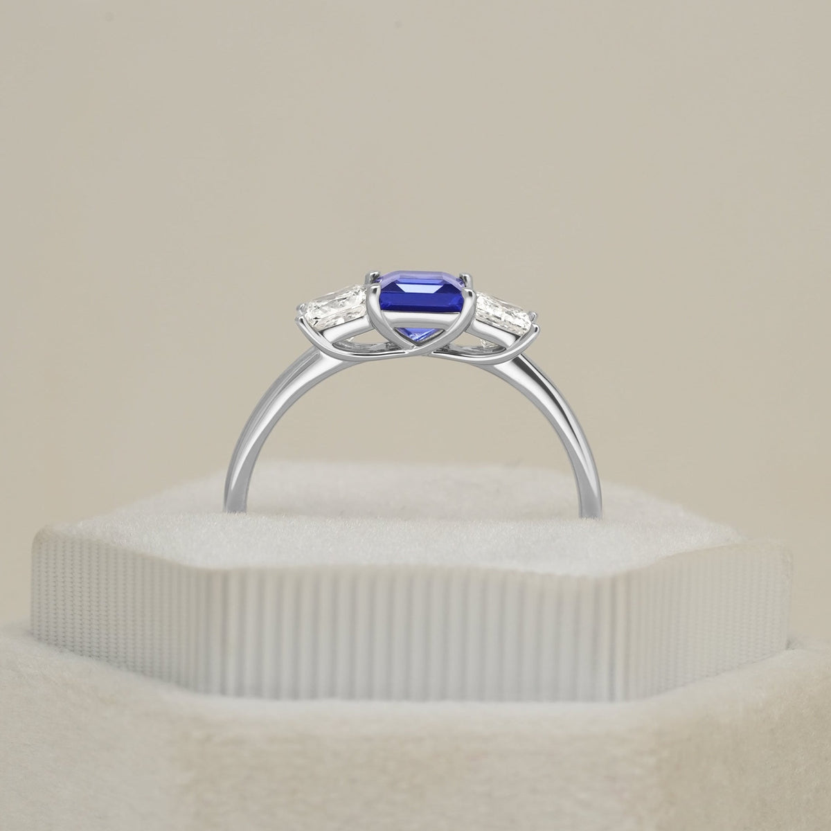 5mm Princess Cut Sapphire Three Stones Engagement Ring