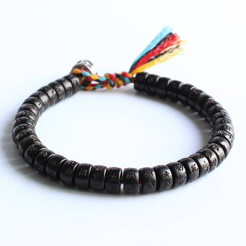 Coconut Shell Beads Om Mani Padme Hum Bracelet