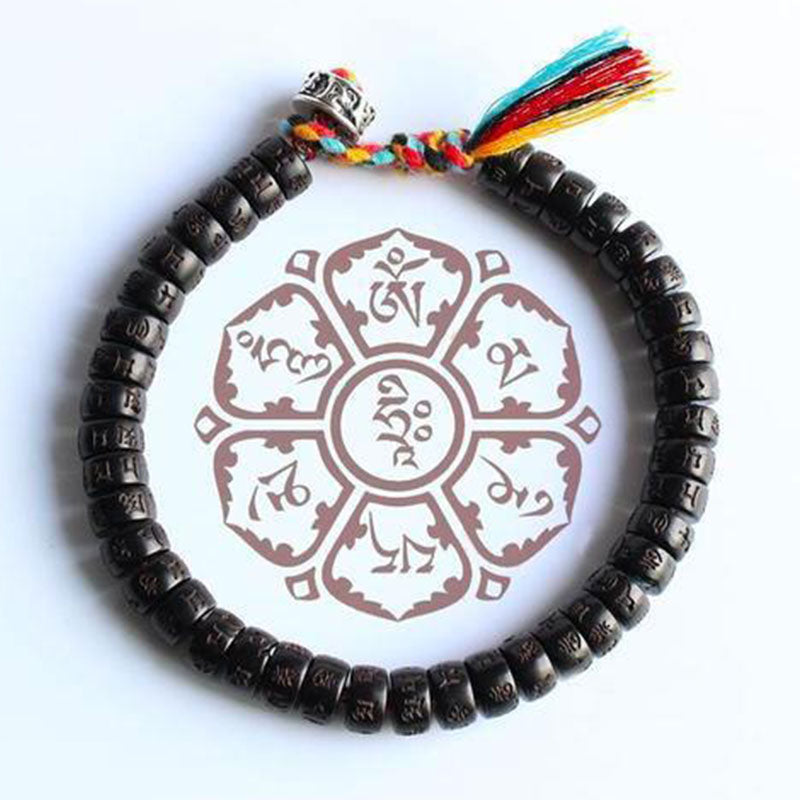 Coconut Shell Beads Om Mani Padme Hum Bracelet