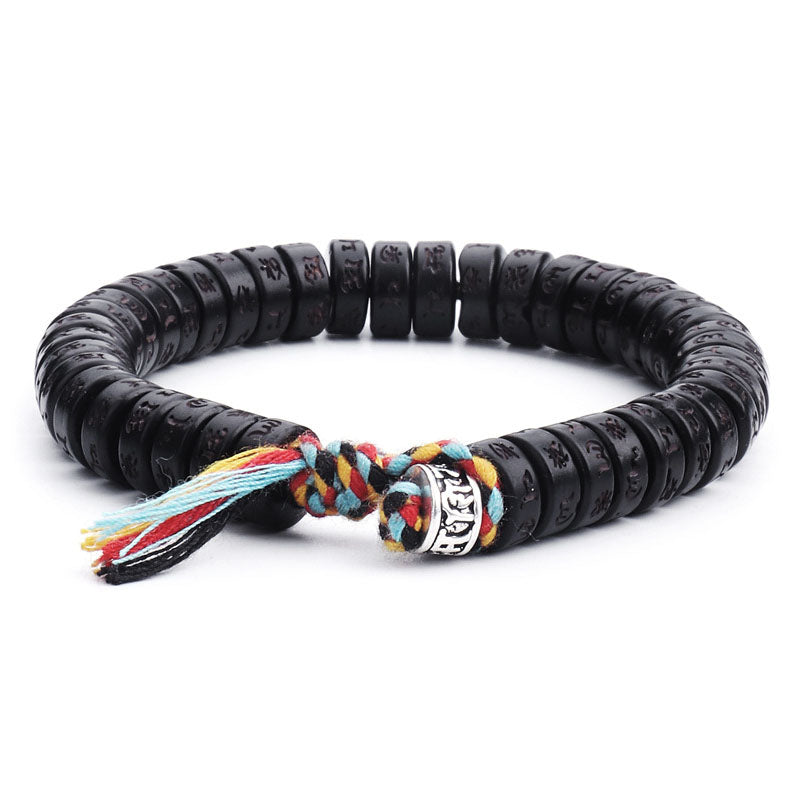 Coconut Shell Beads Om Mani Padme Hum Bracelet