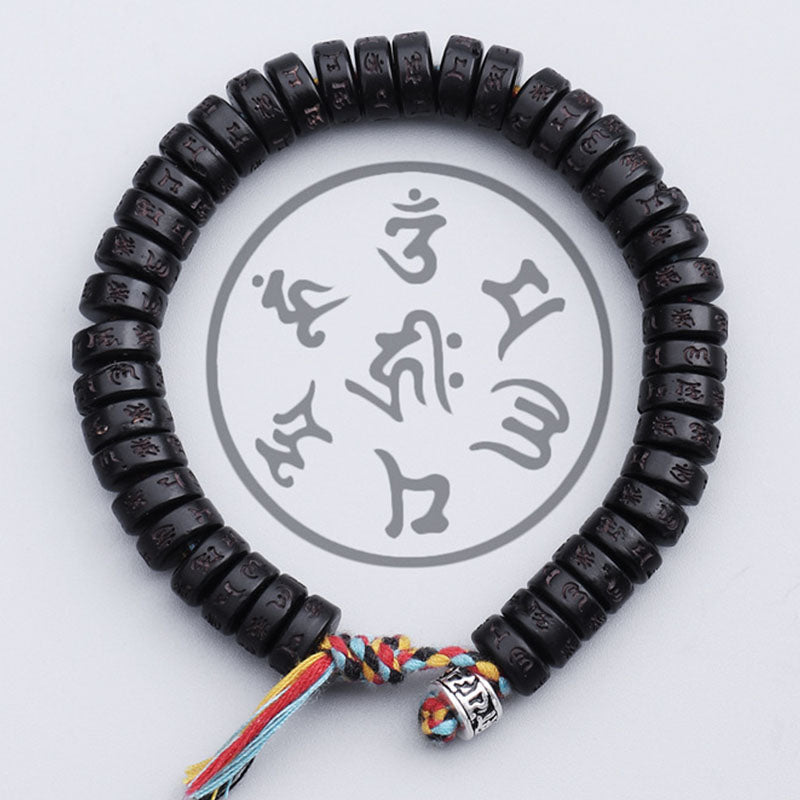 Coconut Shell Beads Om Mani Padme Hum Bracelet