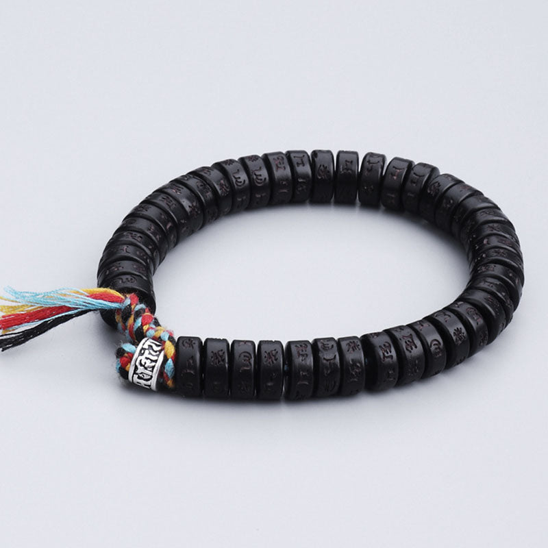 Coconut Shell Beads Om Mani Padme Hum Bracelet