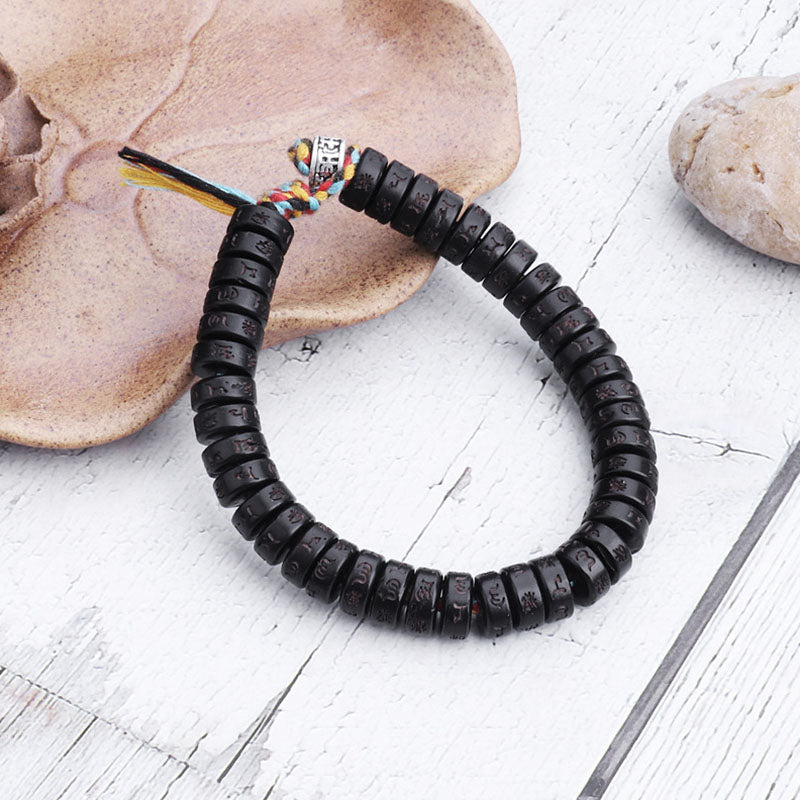 Coconut Shell Beads Om Mani Padme Hum Bracelet