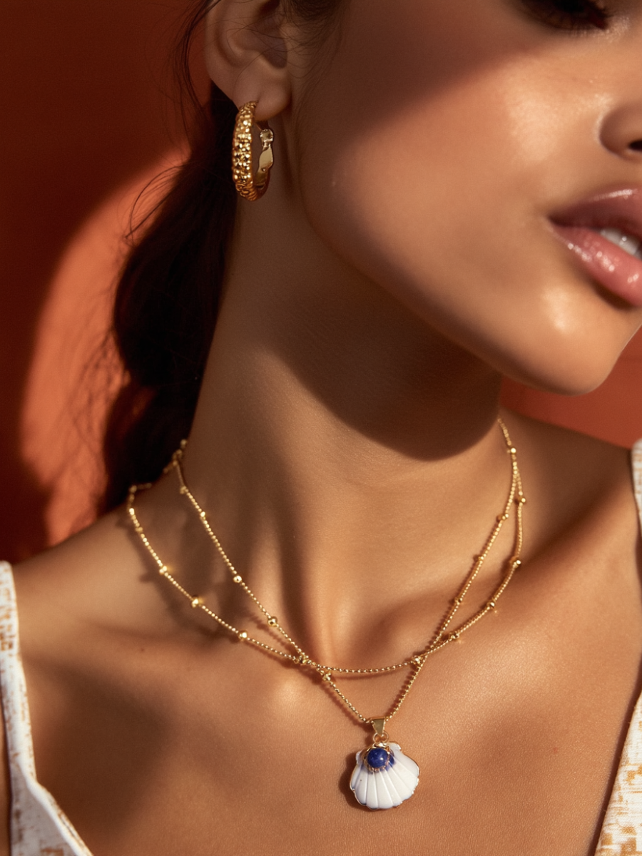 Collier MARAVILLA – Pendentif Coquillage en Nacre & Pierre Naturelle