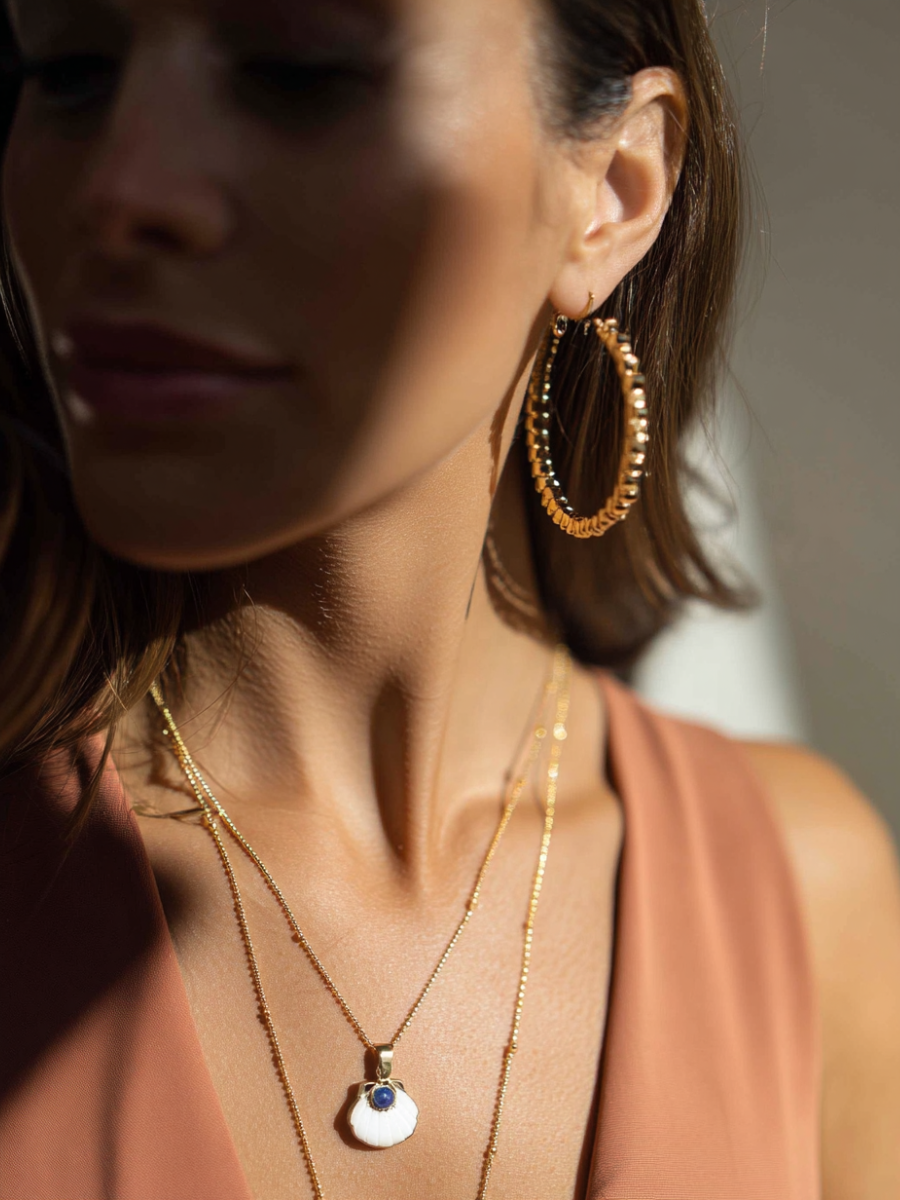 Collier MARAVILLA – Pendentif Coquillage en Nacre & Pierre Naturelle