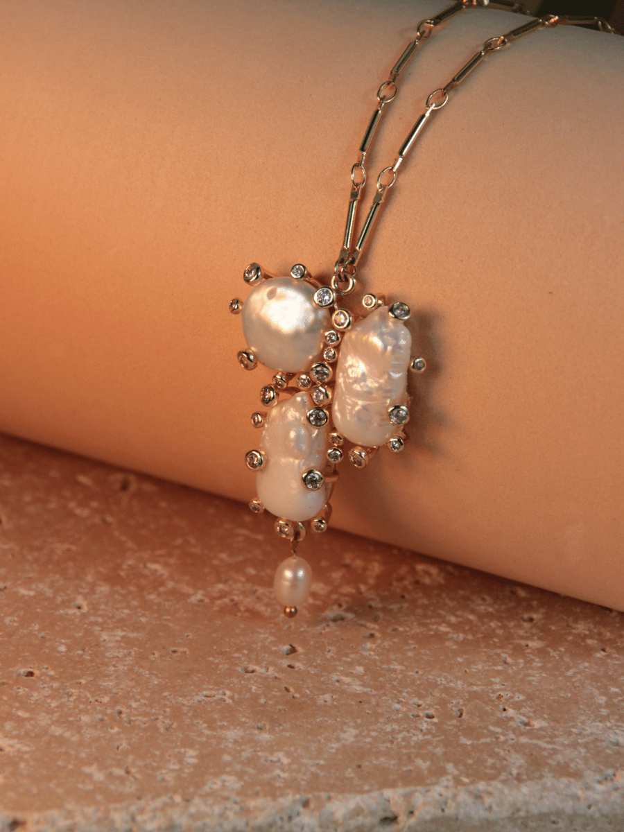 PALOMA necklace - Baroque zircon pearl pendant