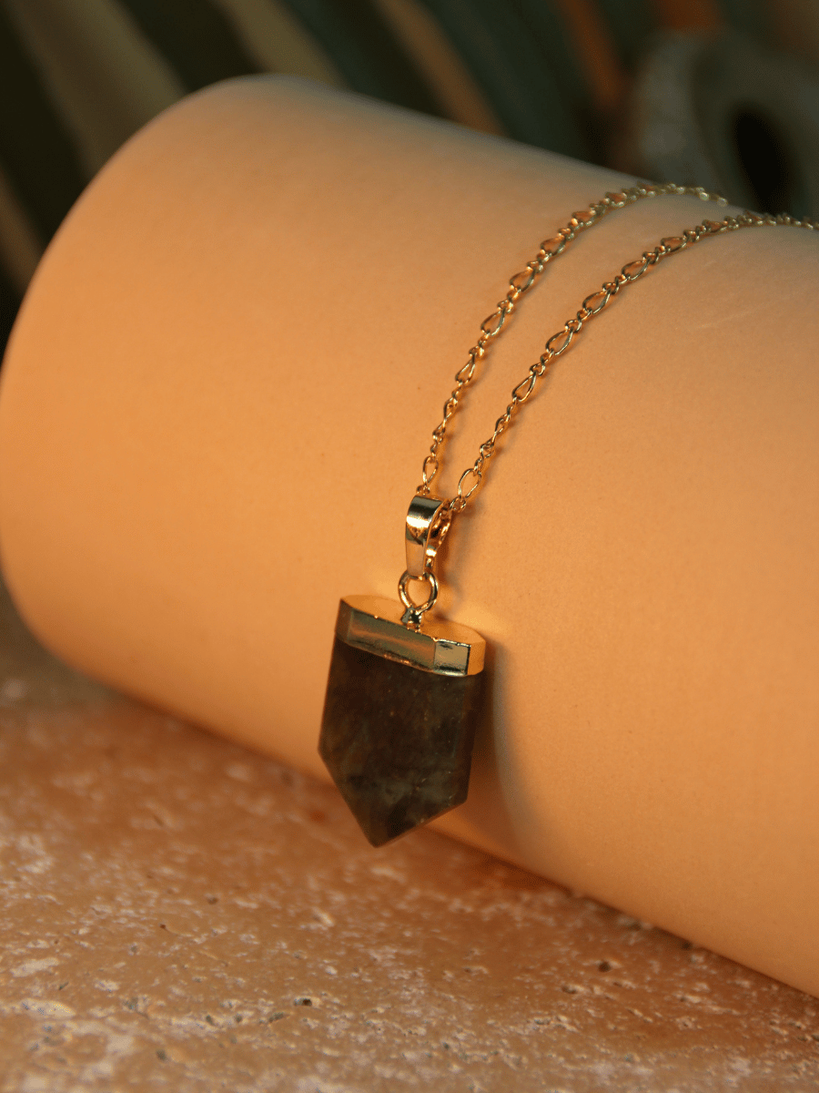 MATHILDA necklace - Natural stone shield pendant