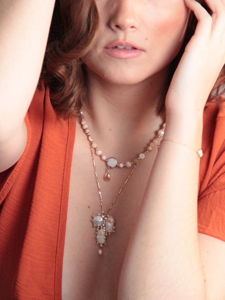 PALOMA necklace - Baroque zircon pearl pendant