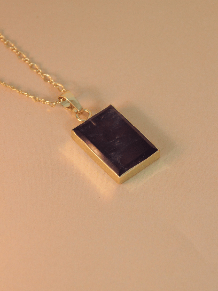 ADELA necklace - Rectangular natural stone pendant