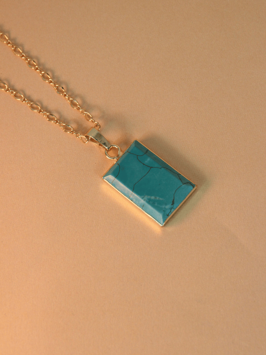ADELA necklace - Rectangular natural stone pendant
