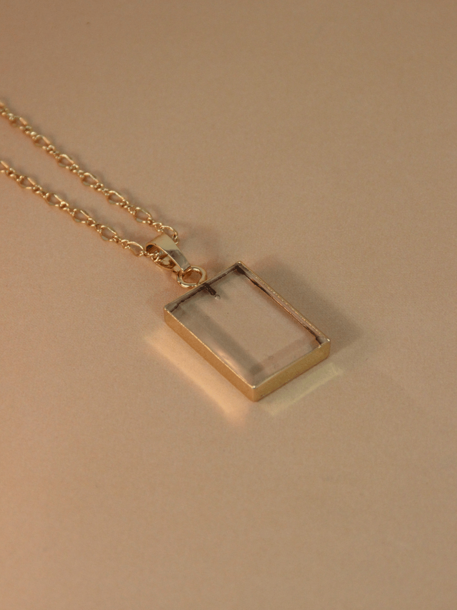 ADELA necklace - Rectangular natural stone pendant