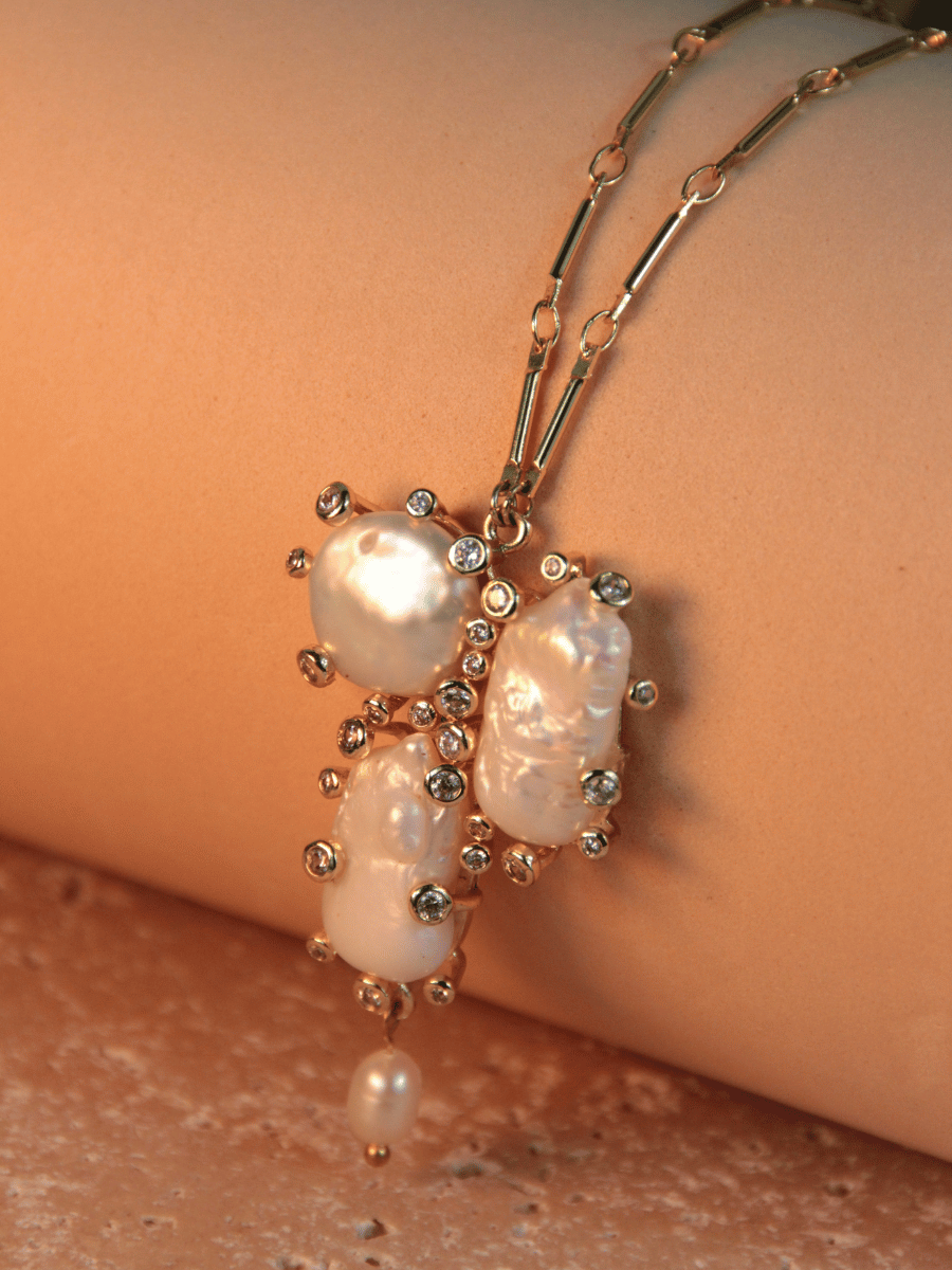 PALOMA necklace - Baroque zircon pearl pendant