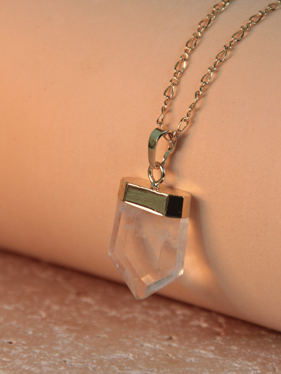 MATHILDA necklace - Natural stone shield pendant