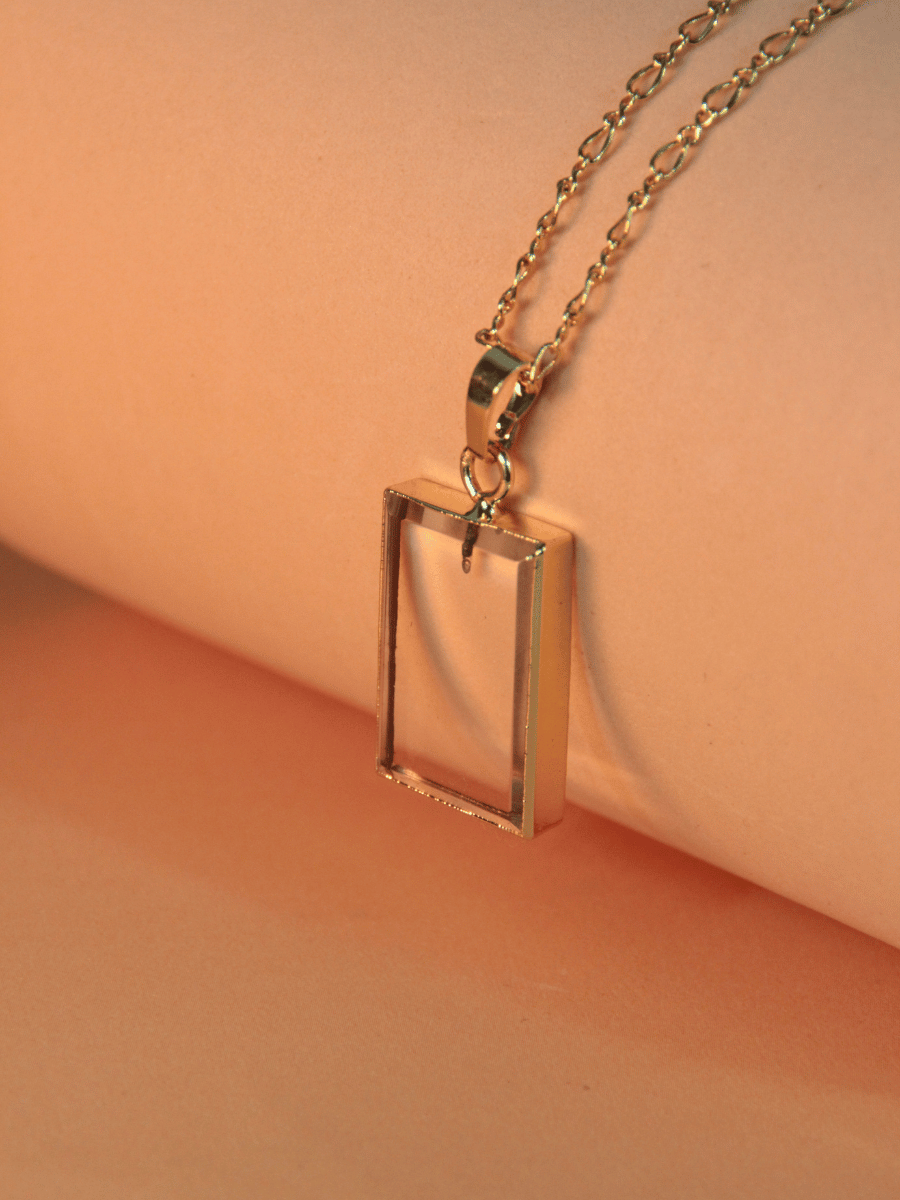 ADELA necklace - Rectangular natural stone pendant