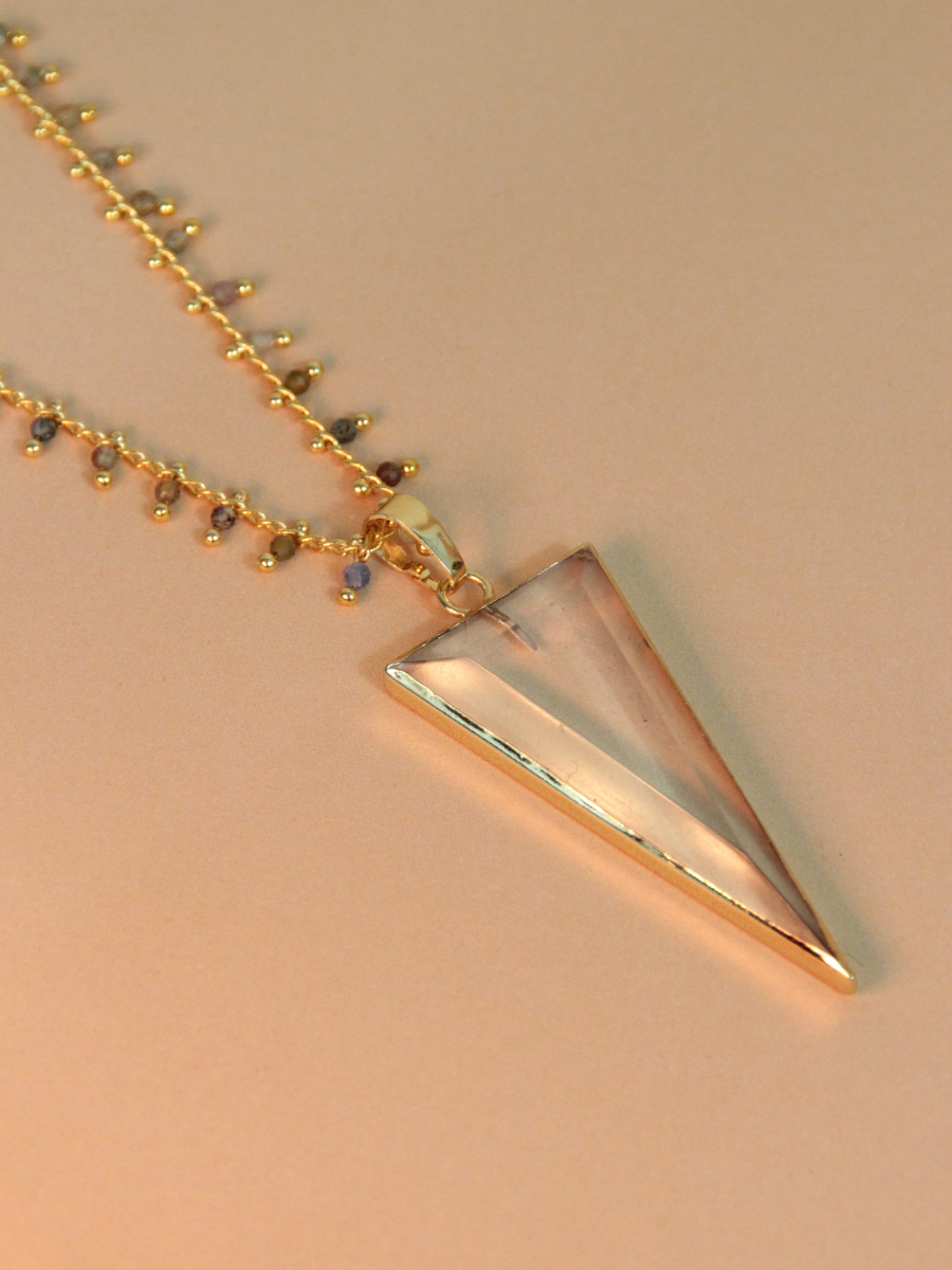 TESS necklace - Triangular natural stone pendant