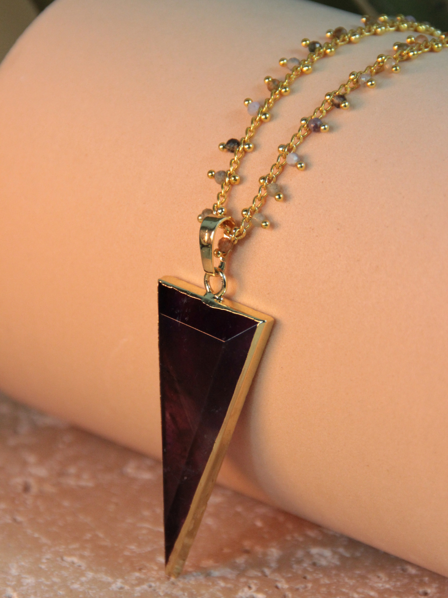TESS necklace - Triangular natural stone pendant
